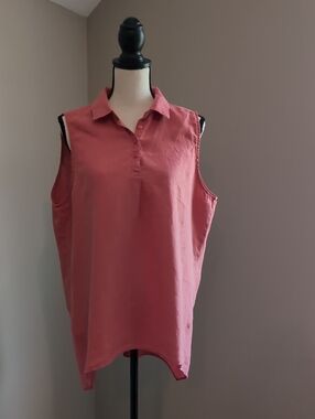 For Cynthia Sleeveless Collared Tank - Dusty Rose